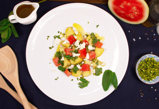 Rezept für Kartoffelsalat mit Wassermelone